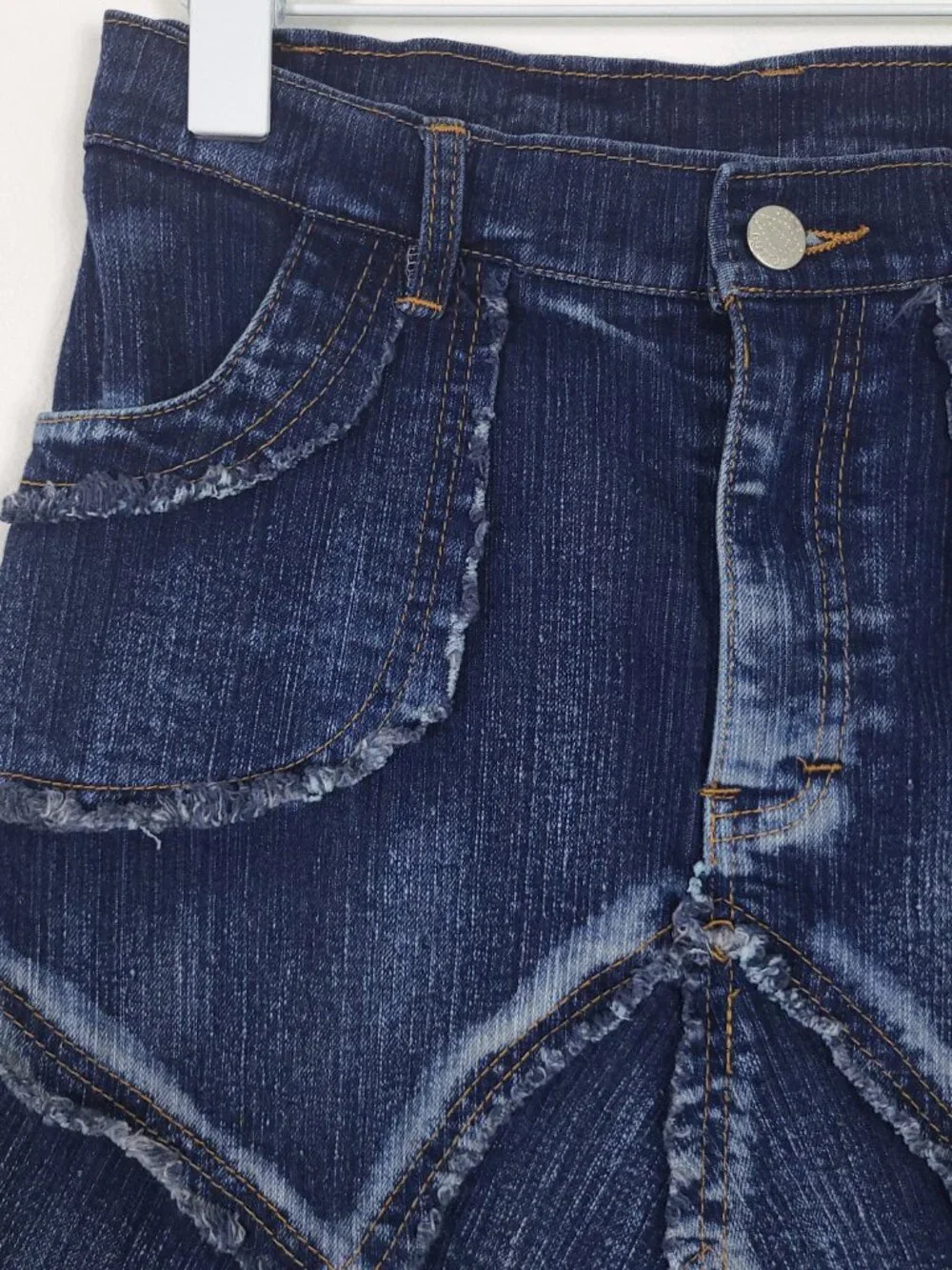 Retro Distressed Denim Mini Skirt